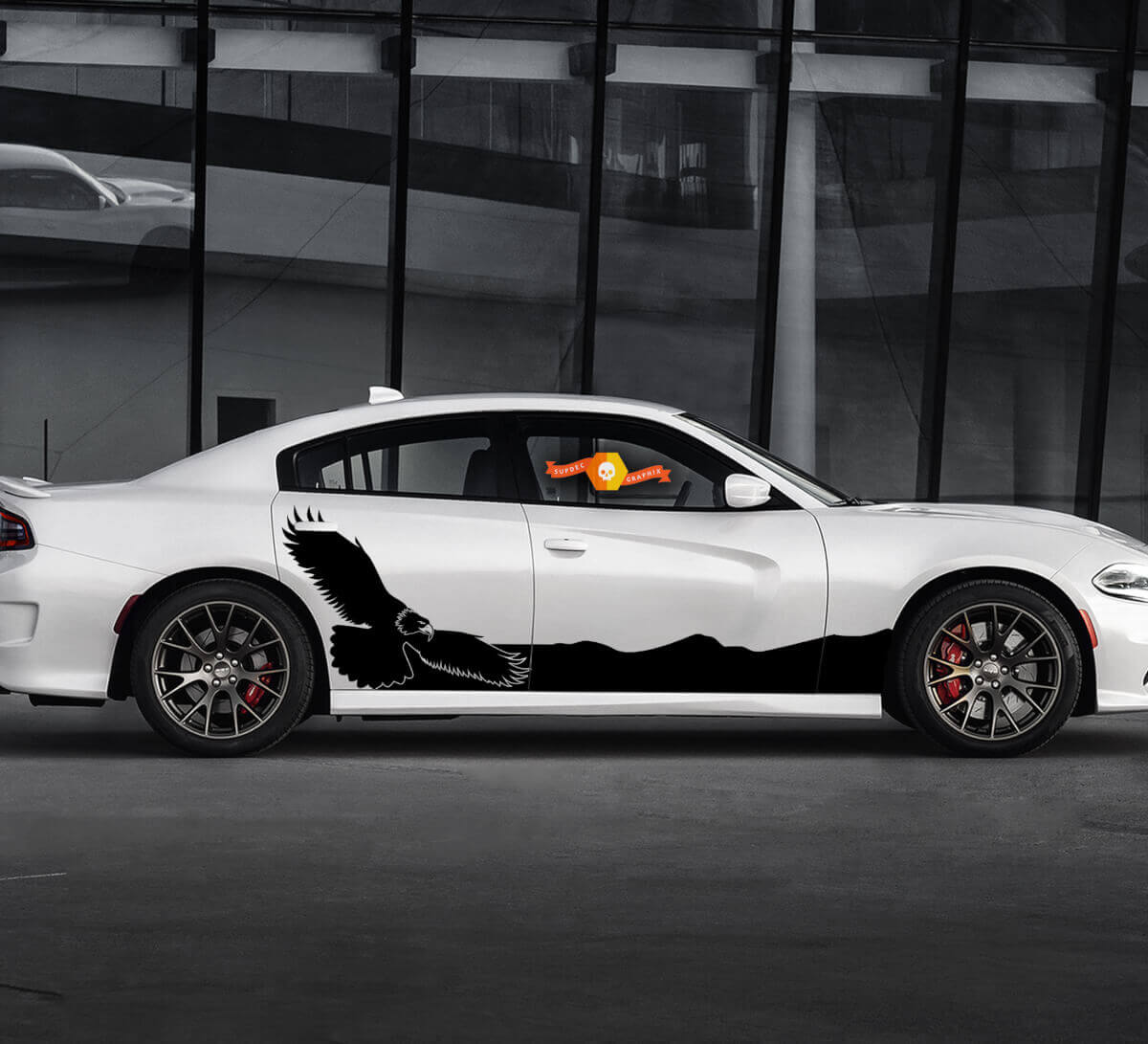 2 Side Dodge Charger Bald Eagle Hawk Rocker Panel Side Vinilo Calcomanías Gráficos Pegatina
