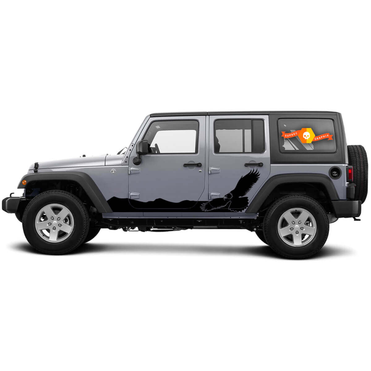 2 Side Jeep Wrangler Bald Eagle Hawk Side Rocker Panel Side Vinilo Calcomanías Gráficos Pegatina
