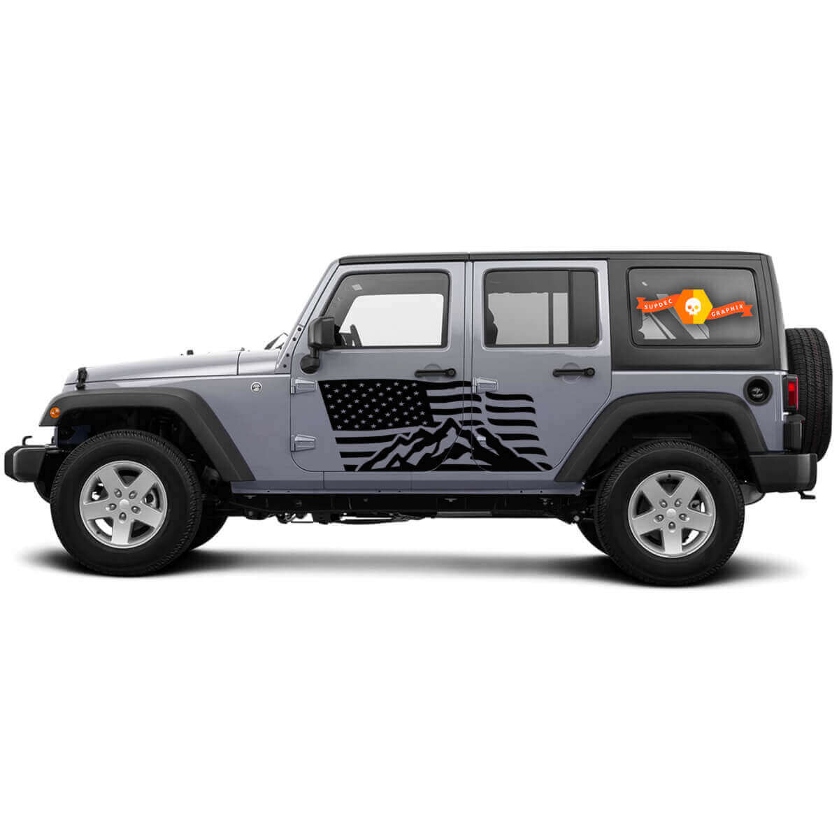 Calcomanías de vinilo con bandera de EE.UU. para la montaña lateral Jeep Wrangler CJ TJ JK JKU JL JLU
