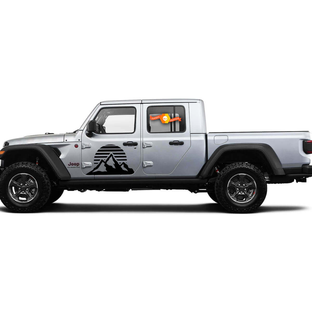 2 Side Jeep Gladiator Mountain Moon Sun Sunrise Door Side Vinilo Calcomanías Gráficos Pegatina

