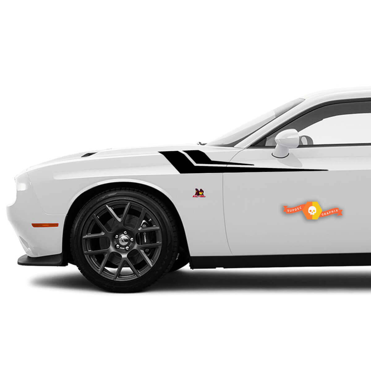 Kit de Calcomanías de Vinilo con Rayas Gemelas para Guardabarros Laterales para Dodge Challenger