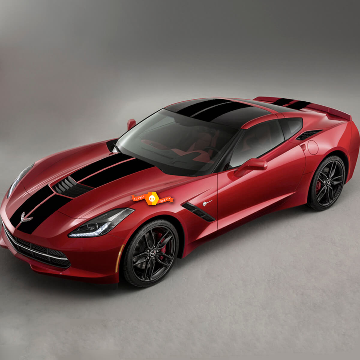 Calcomanías adhesivas de rayas dobles para Chevrolet Corvette C7 Stingray Rally Racing de 2014 en adelante
