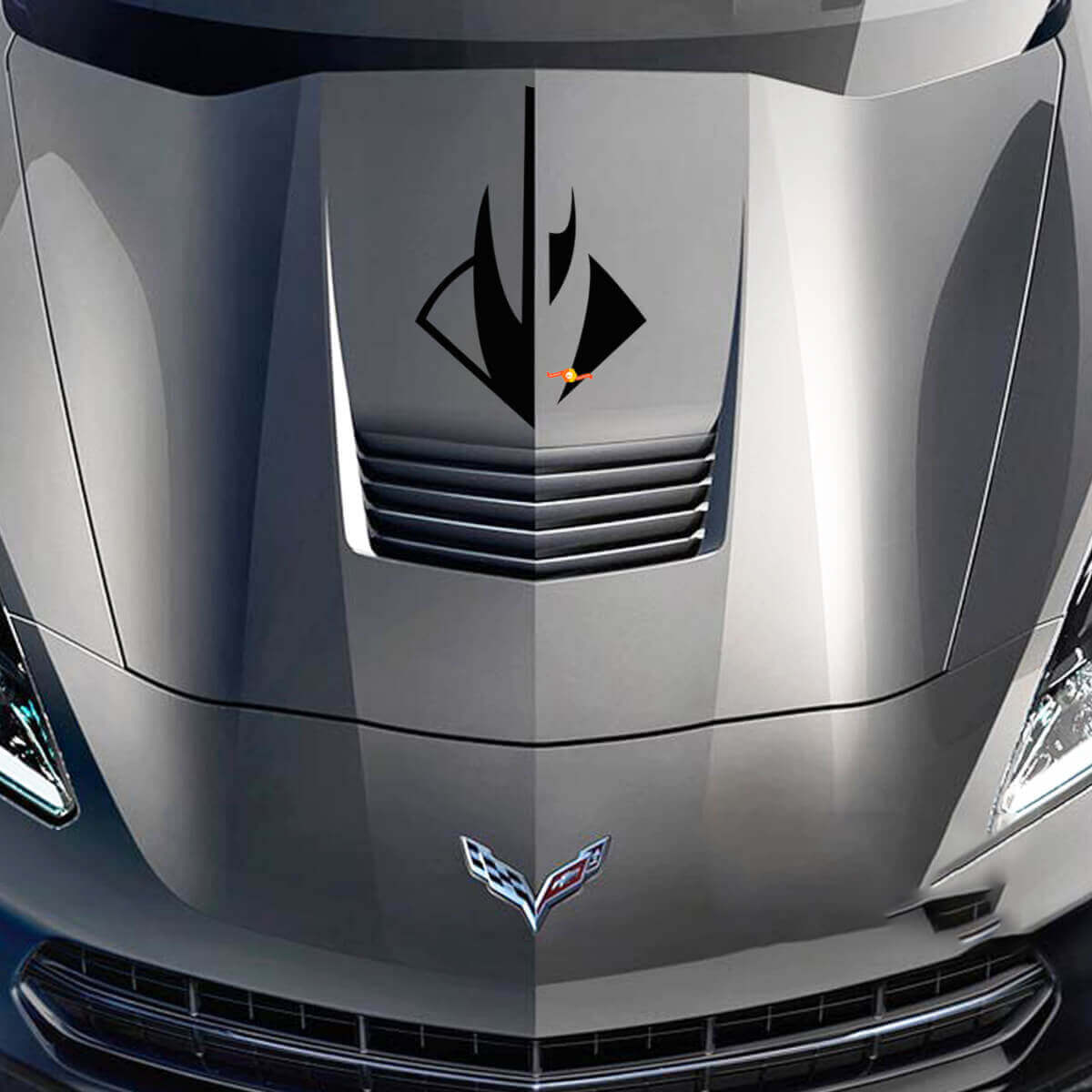 Calcomanía adhesiva de vinilo con logo de capó estilo Stingray para Chevy Corvette C7 2014-2017
