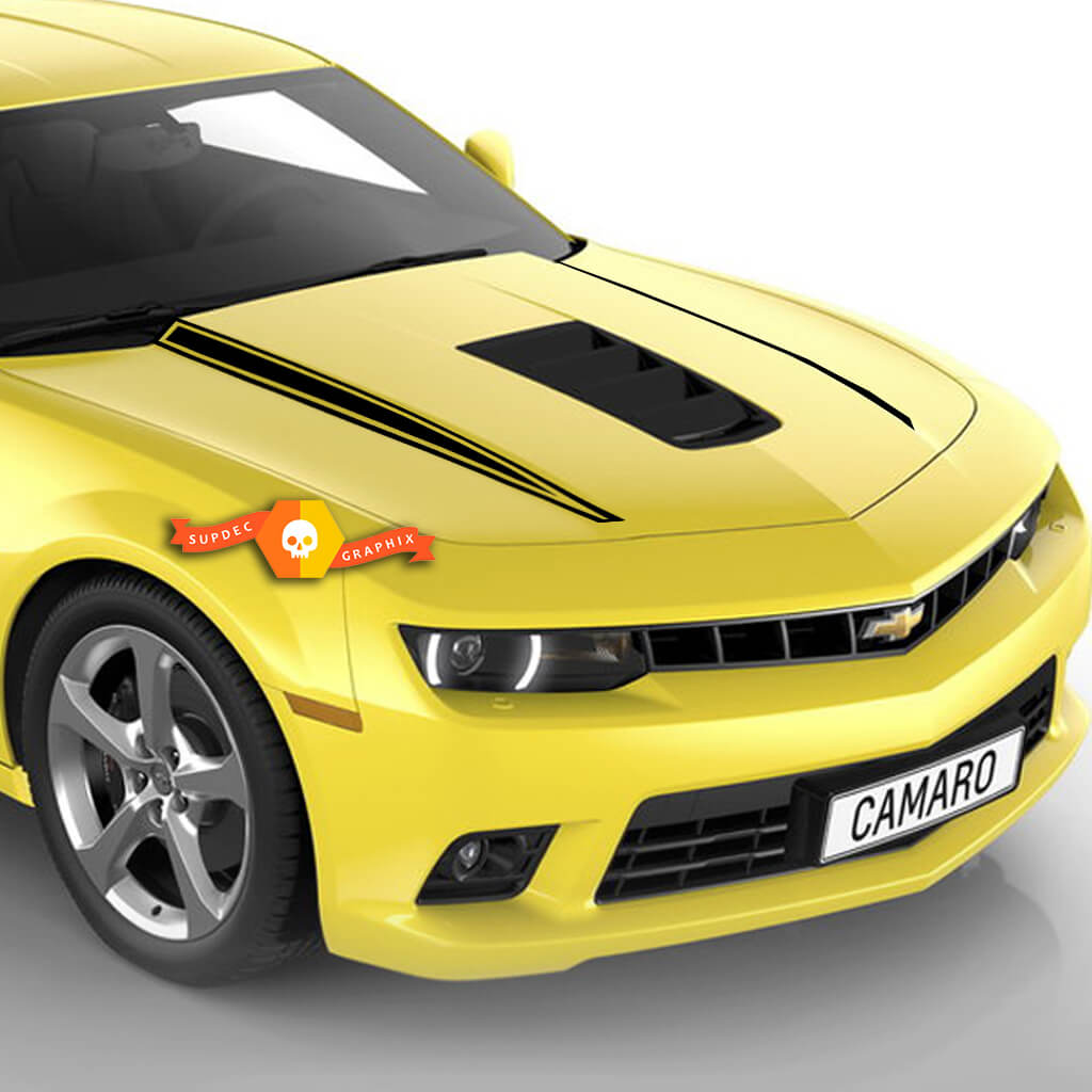 2014 2015 Chevy Camaro Hood Cowl Side Spears Accent Stripes Pegatinas Calcomanías Blackout
