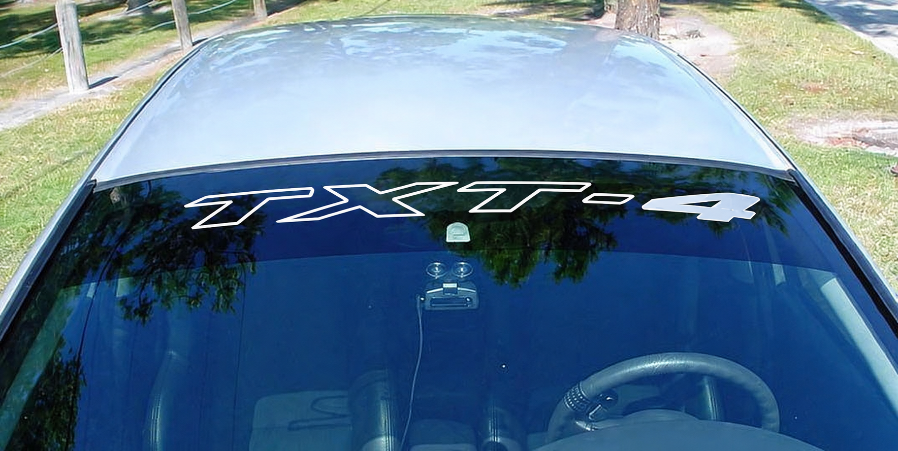 Vinilo adhesivo personalizado con borde de texto para cinta superior de parabrisas para Dodge Challenger