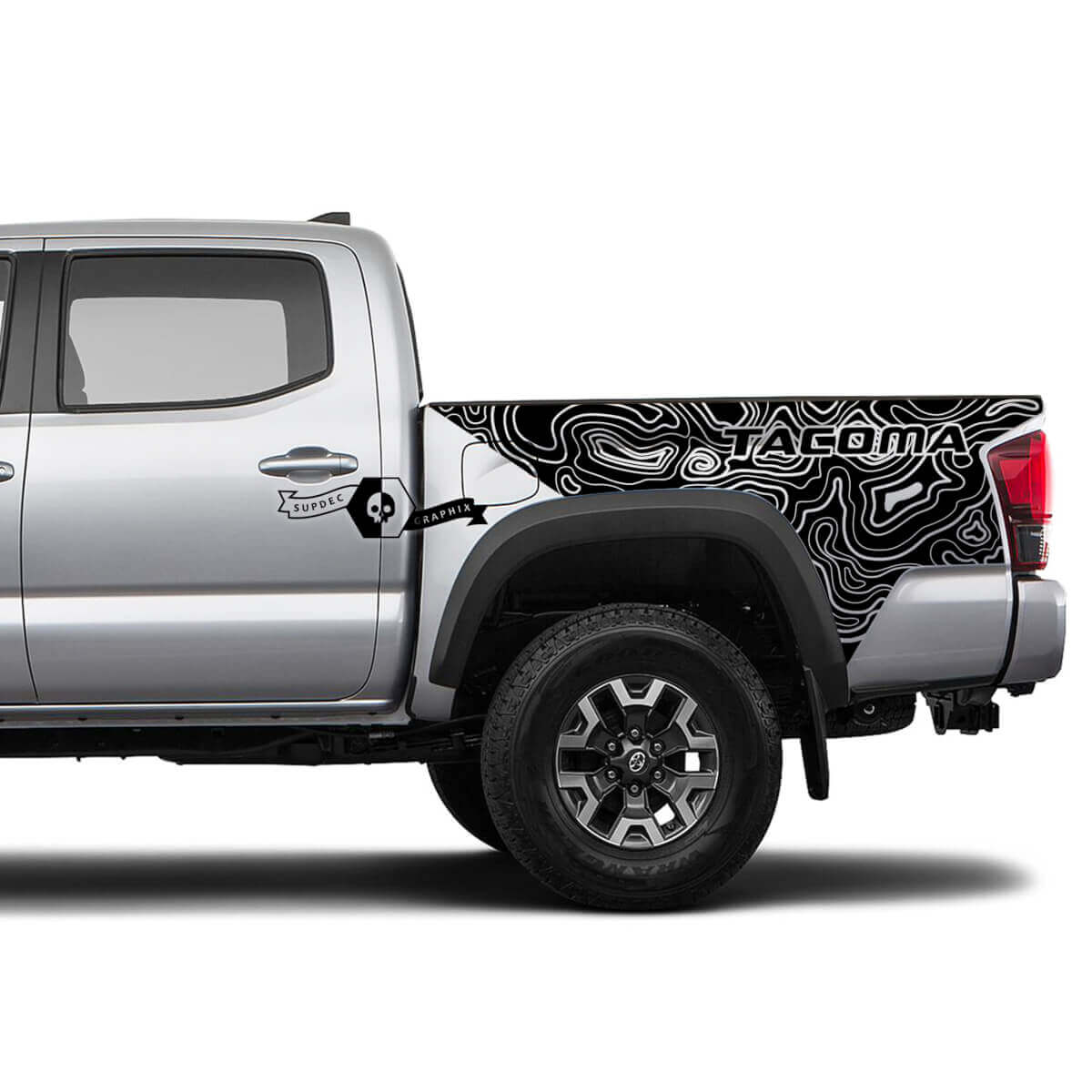 2x calcomanías de pegatinas de vinilo para el mapa topográfico de Toyota Tacoma
