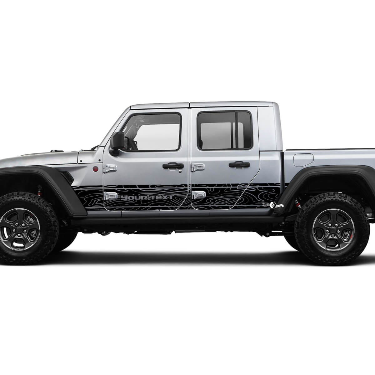 Jeep Gladiator Side Side Door Calcomanía única Mapa de contorno Calcomanía de vinilo kit de gráficos para JT 2018-2021 Texto personalizado
