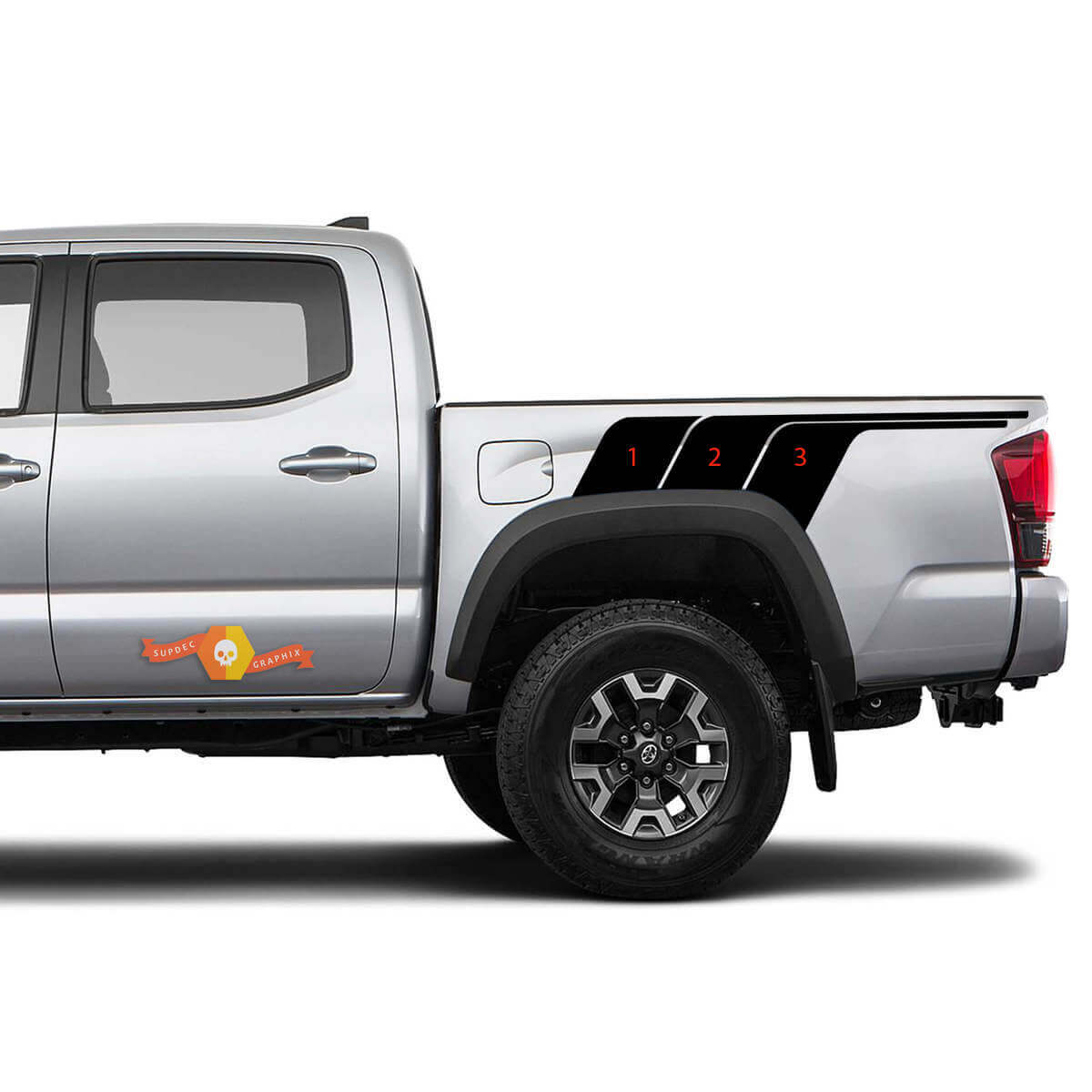 Kit de vinilos con rayas laterales traseras estilo vintage TRD para Toyota Tacoma