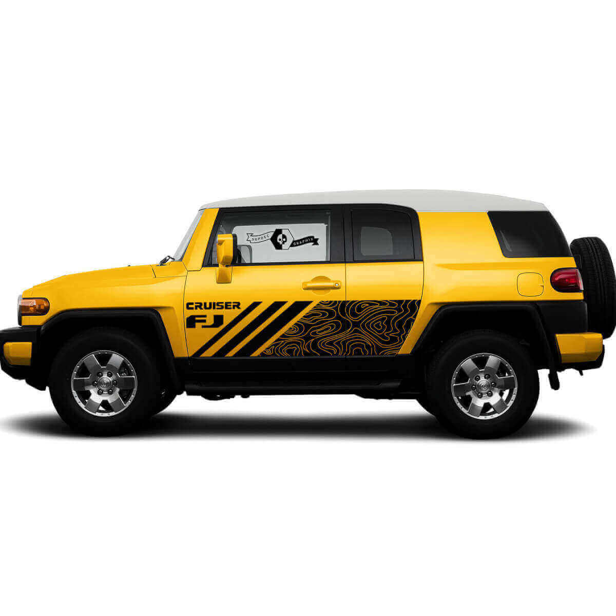 Pegatina de Vinilo para Puerta Lateral con Estilo de Mapa Topográfico para Toyota FJ Cruiser