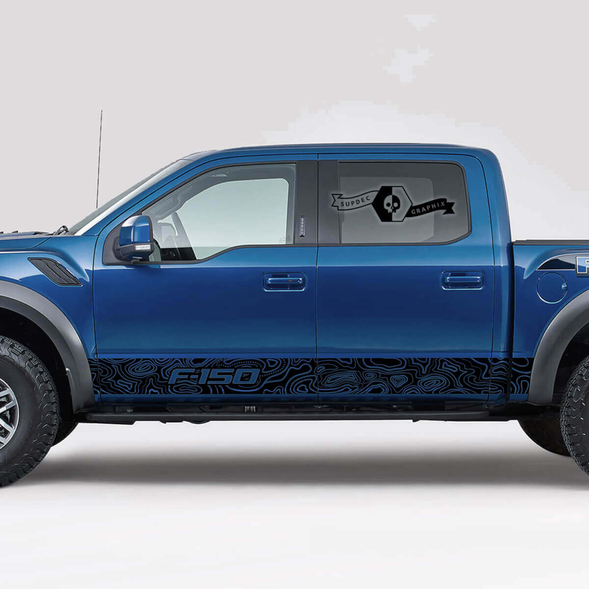 Kit de Calcomanías de Vinilo de Franjas Laterales con Mapa Topográfico para Musclecar camión