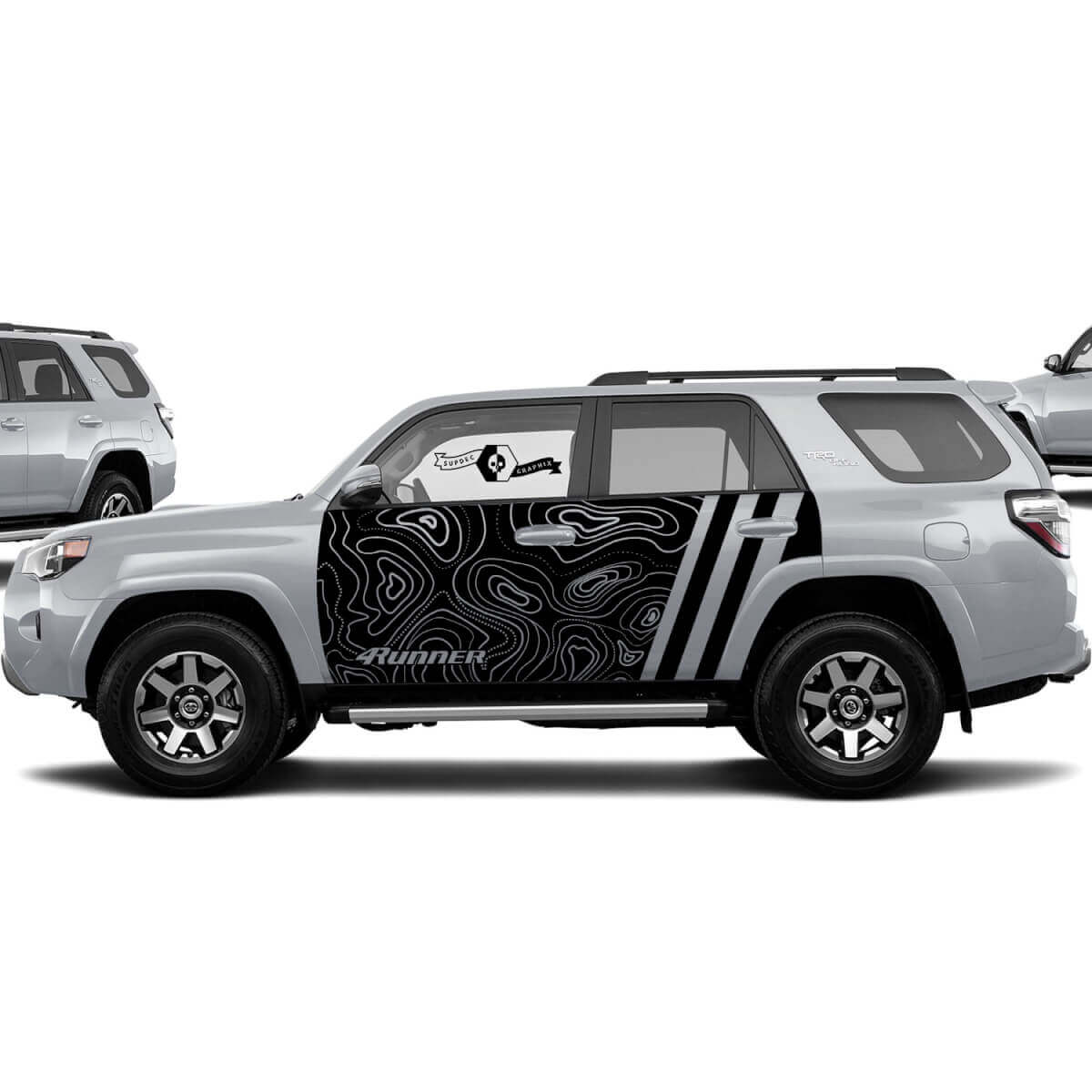 Toyota 4Runner TRD gráficos calcomanía pegatina 4Runner Esquema Mapa Puerta lateral Calcomanías de vinilo Pegatinas Wrap Splash
