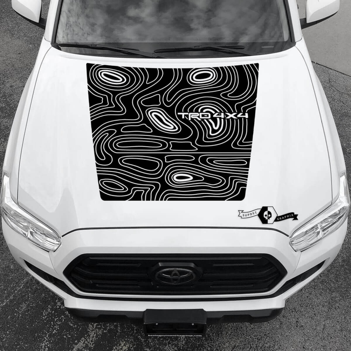Calcomanía de vinilo para capó estilo mapa topográfico TRD para Toyota Tacoma 2016-2021