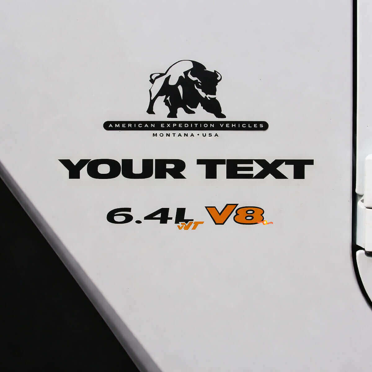 Kit de vinilo adhesivo con texto personalizado para Jeep Wrangler 6.4L V8 Bull