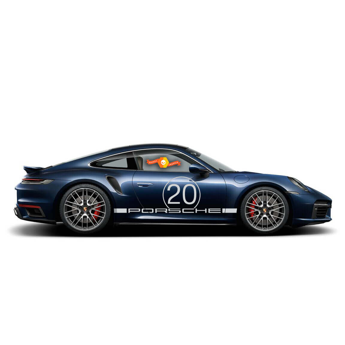 Tiras Laterales de Carreras con Vinilos de Número de Puerta para Porsche 911