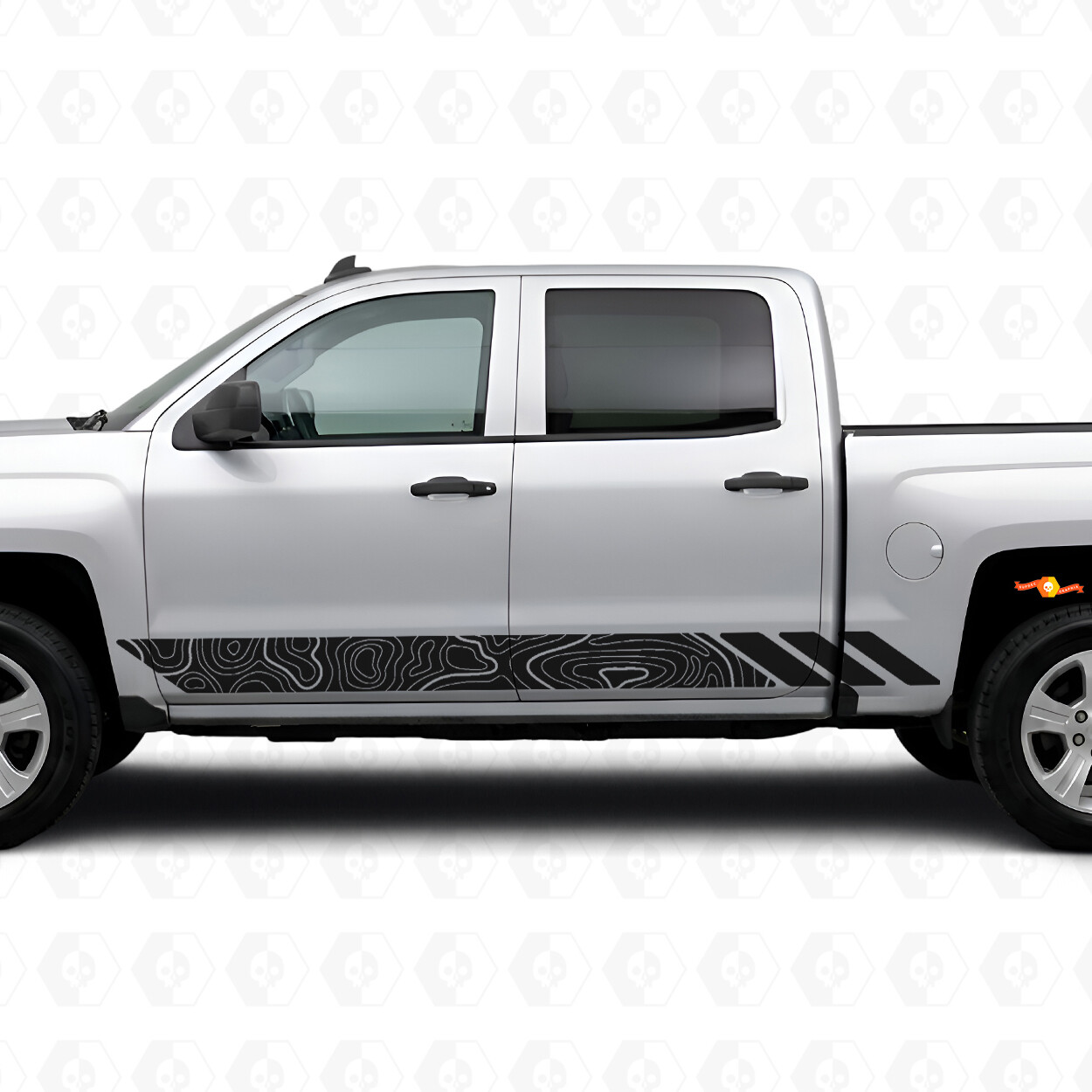 Vinilos de Rayas Topográficas para Puertas y Paneles Laterales para Chevrolet Silverado 1500 K2XX 2014-2019