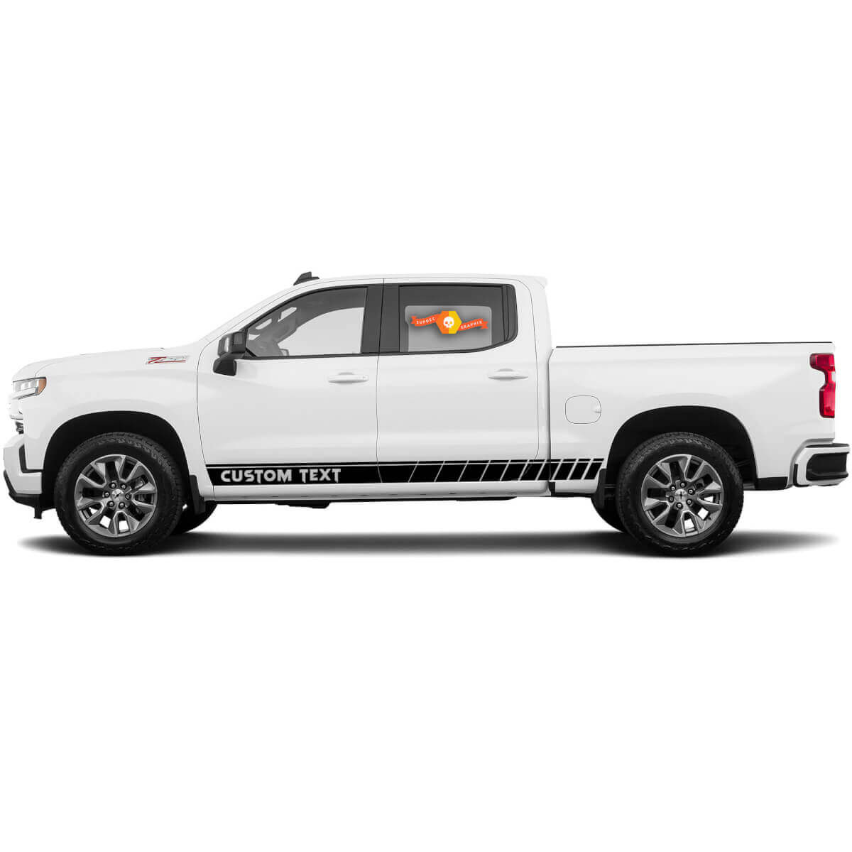 2 Chevrolet Silverado, calcomanía de rayas de vinilo, Kit de texto personalizado para gráficos de Panel basculante
