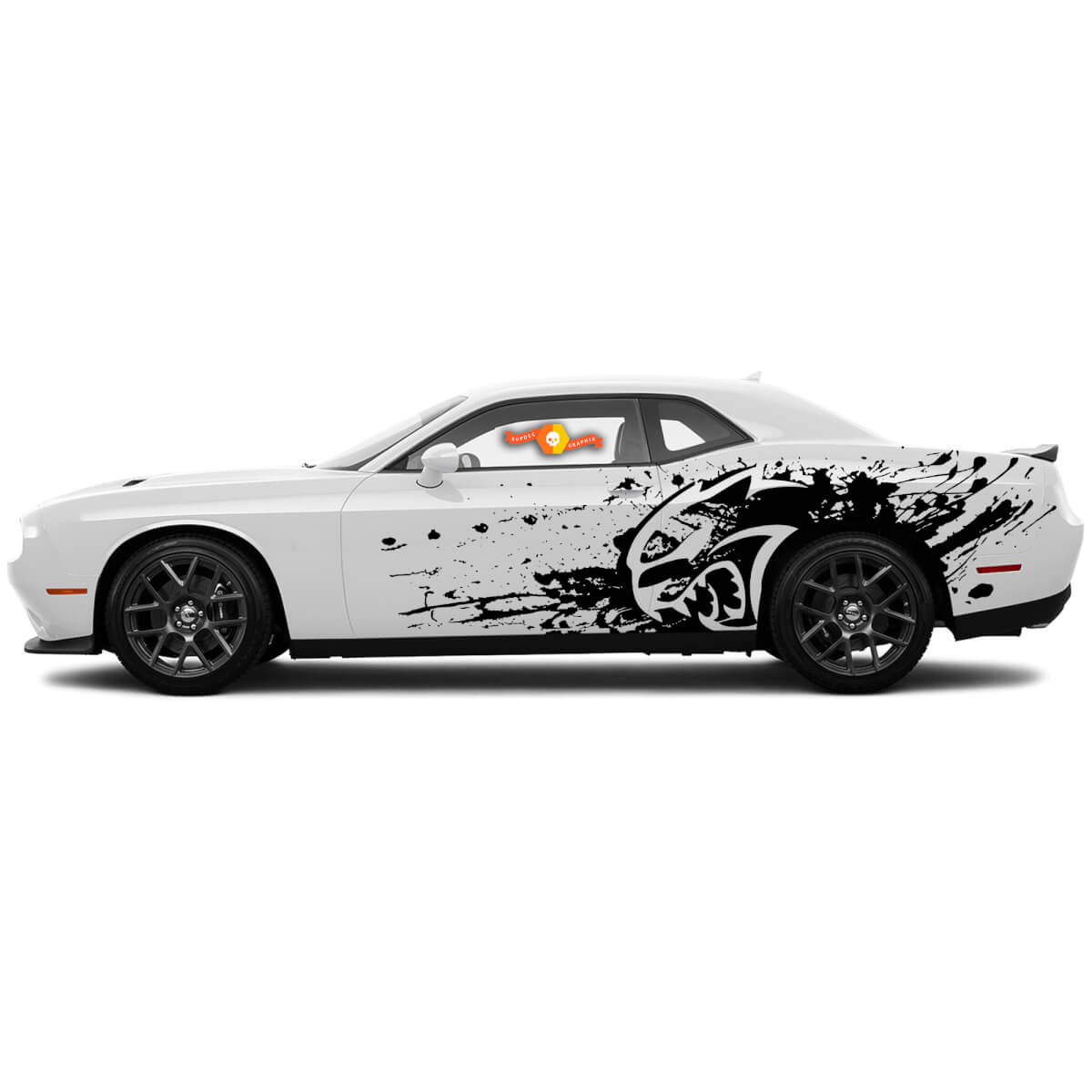 Nuevo Dodge Challenger Hellcat Style Style Splash Grunge Stripes Kit de vinilo Decal gráfico