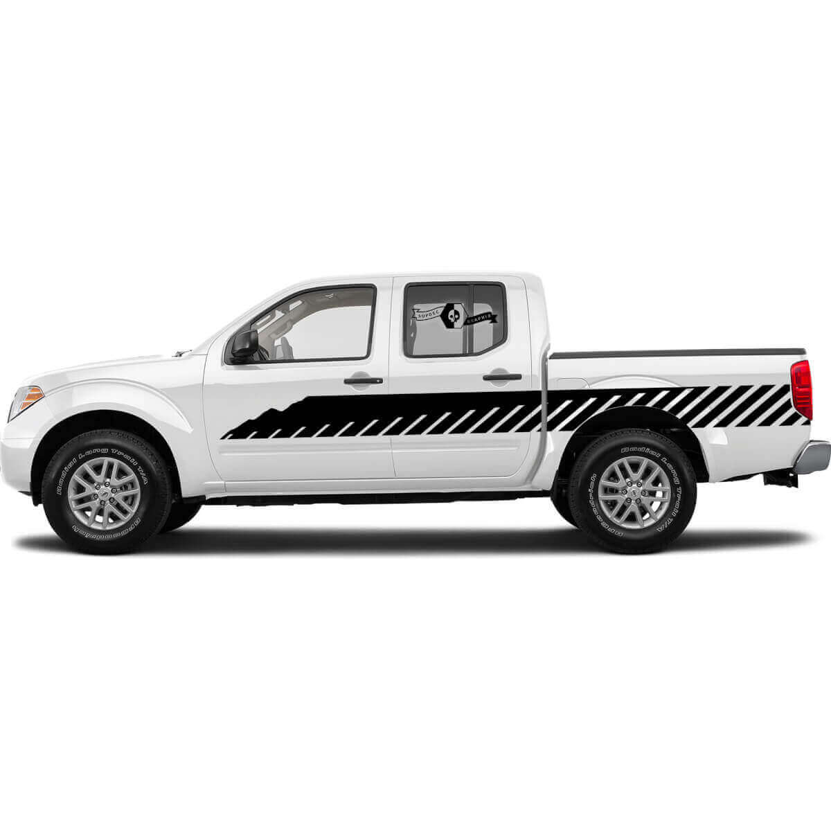 Kit de calcomanías de vinilo lateral con franjas de cuadros anchos para Nissan Titan