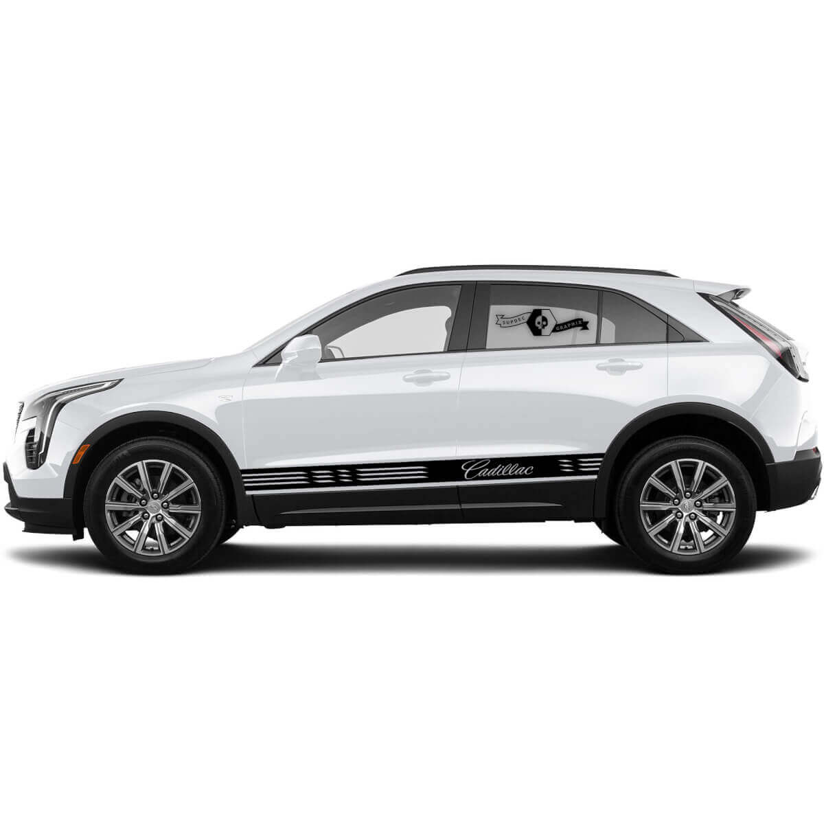 2 Nueva Calcomanía Adhesiva de Panel Lateral Líneas Horizontales Vinilo Rayas para Cadillac XT4
