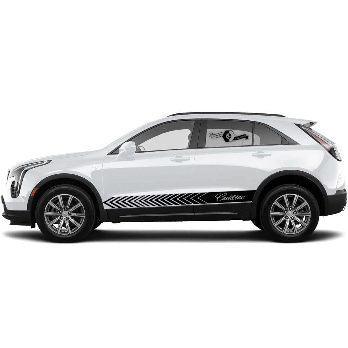 2 Nuevas Calcomanías de Logo para Paneles Laterales Rocker con Líneas de Flecha para Cadillac XT4