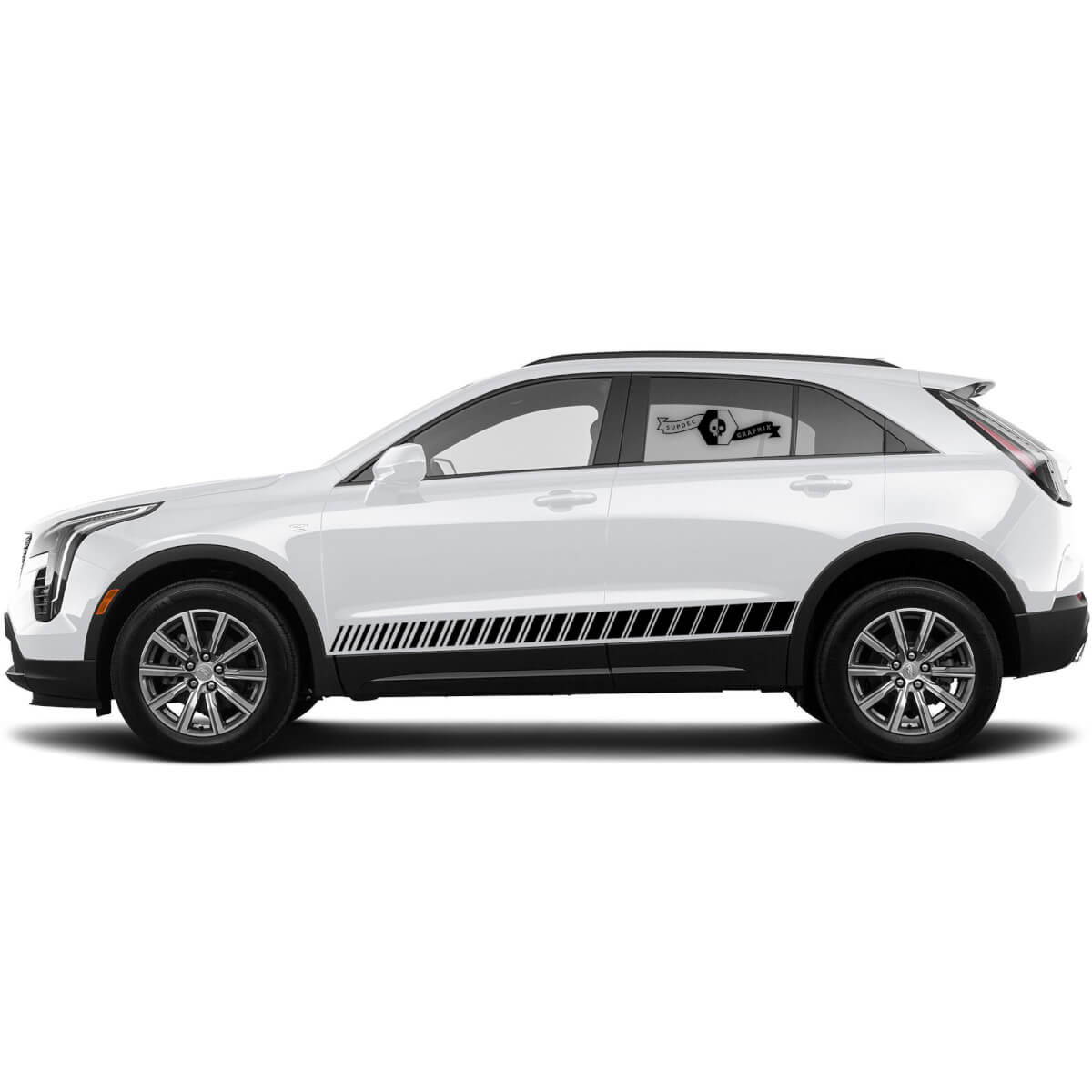 2 Nuevas líneas de etiqueta engomada del panel de balancín de la calcomanía Líneas divididas Raya clásica para Cadillac XT4