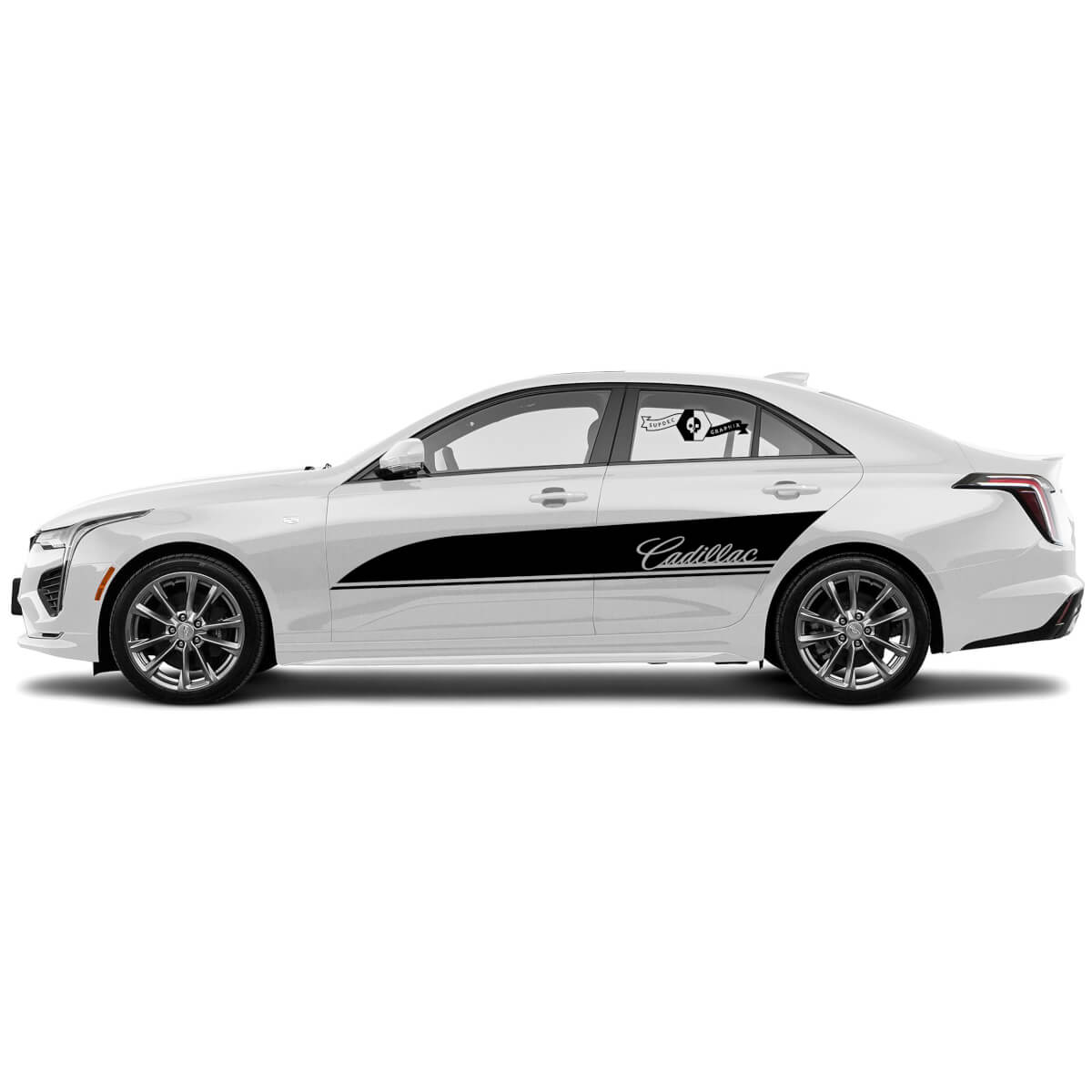 2 NUEVA ETIQUETA DE LA VECTORIA PUERTAS CONTENIDO ACCENTE DOS LÍNEAS DE TIP DE LAS LÍNEAS DE VINILA DE VINILLA PARA CADILLAC CT4