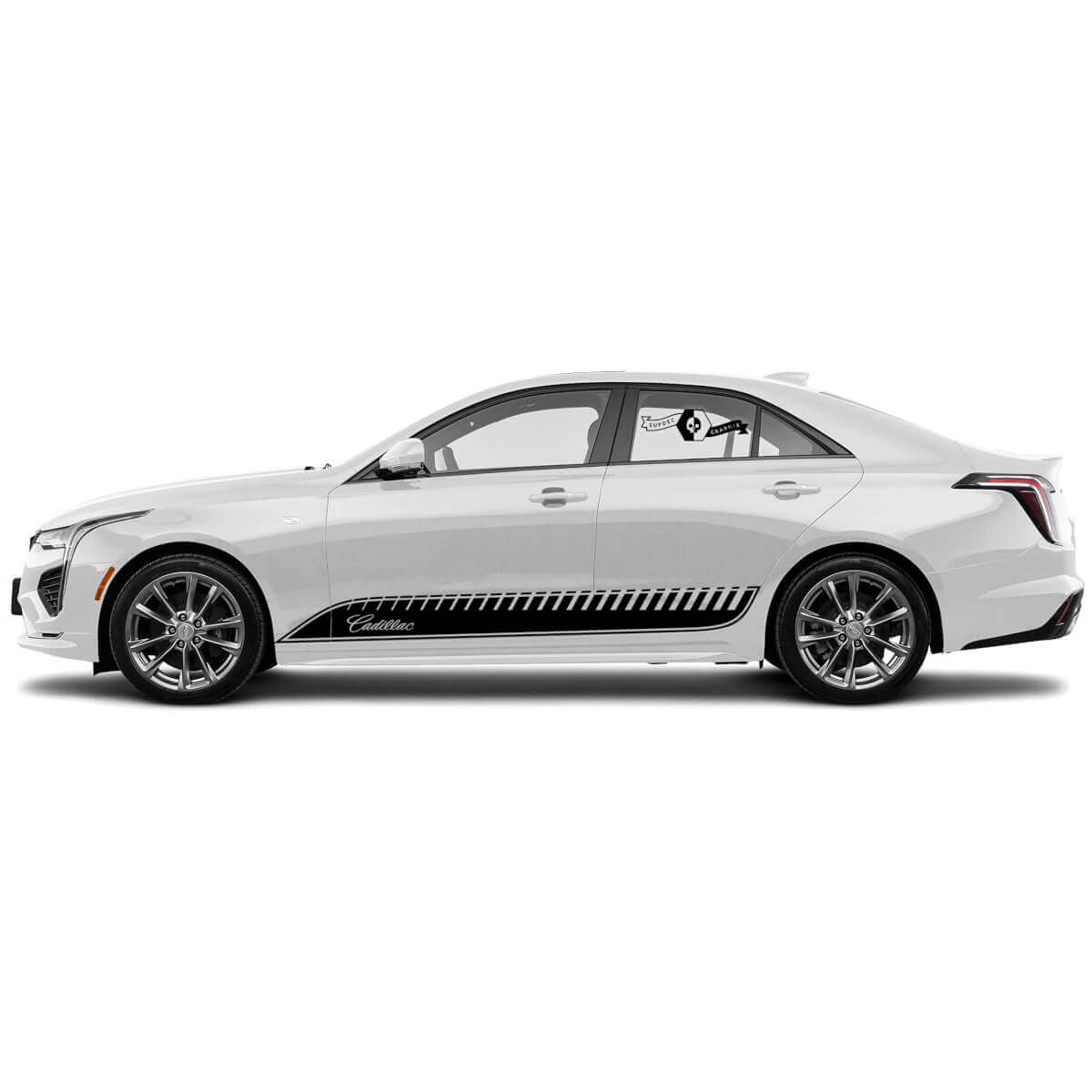 2 Nuevas calcomanías adhesivas elegantes para acentuar las líneas límite de las puertas, envoltura de vinilo con textura para Cadillac CT4
