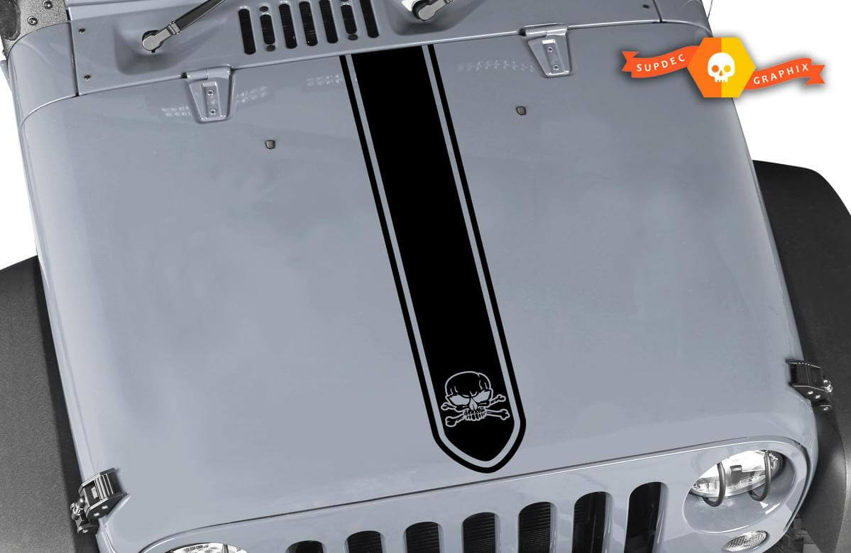 Jeep Wrangler Hood Stripe con Skull & Cross Bone Sticker De