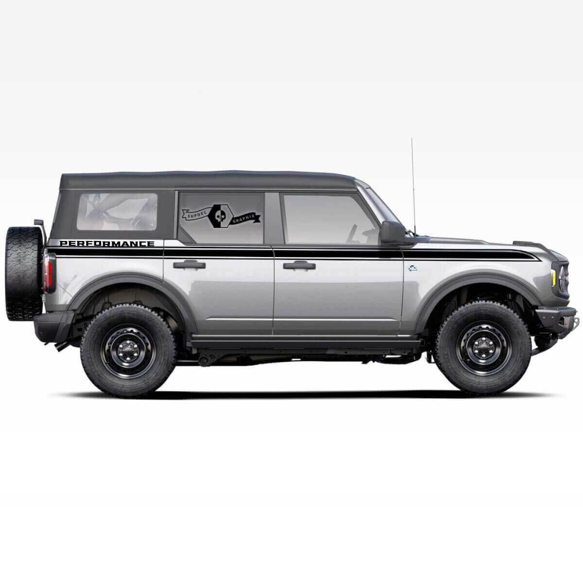 Calcomanías de franja lateral de rendimiento y línea de acento Doors Up para Ford Bronco 4 puertas