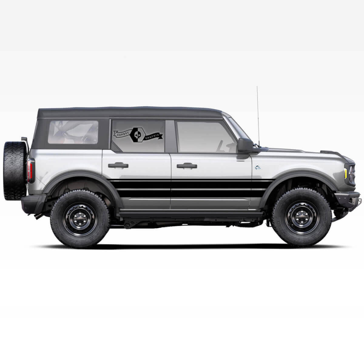 Juego de Pegatinas de Rayas Laterales con Logo Stallion para Musclecar Badlands 4 Puertas 2021