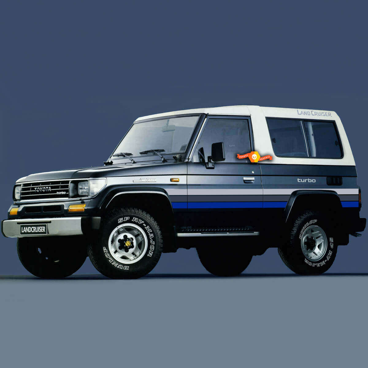 Kit de calcomanías de vinilo con rayas laterales estilo retro para Toyota Land Cruiser LJ73 1994