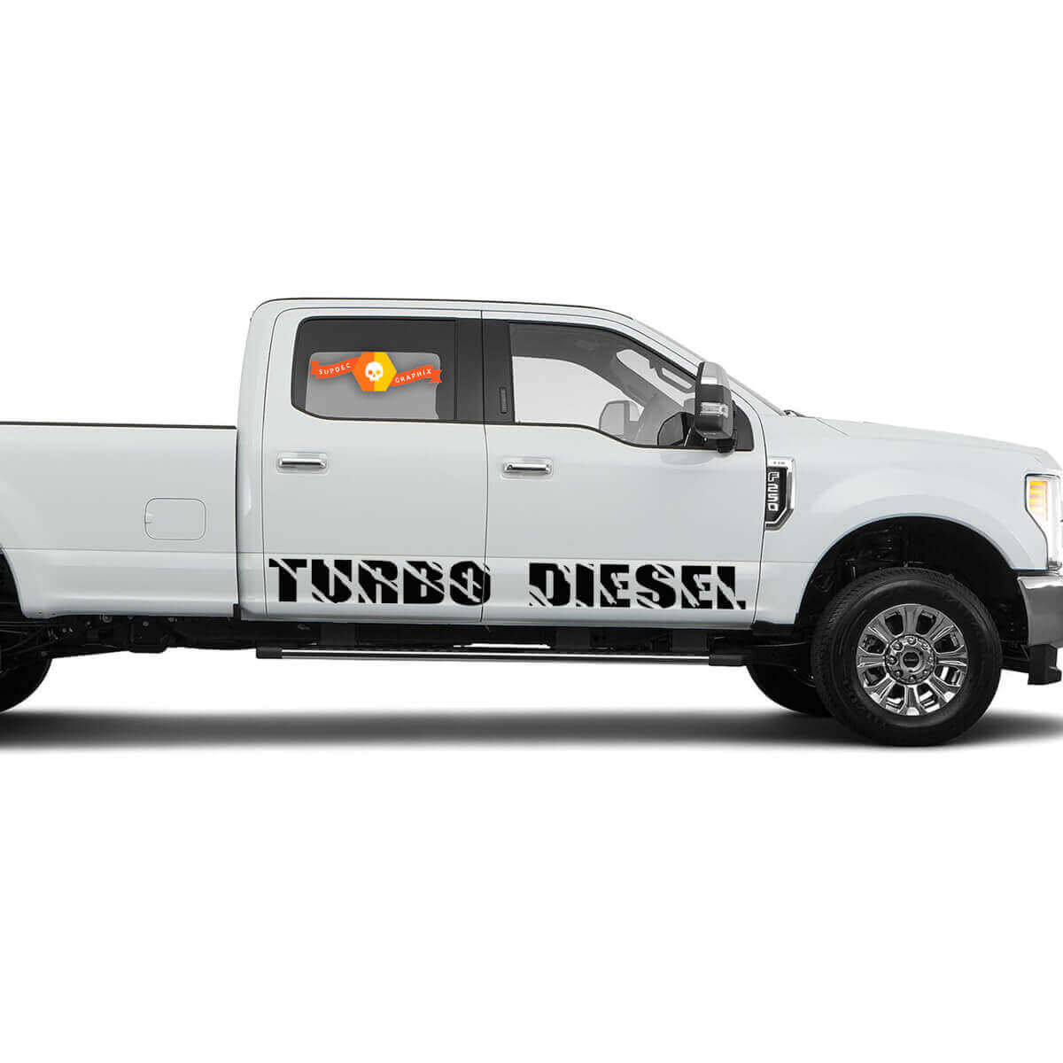 2 Calcomanías de vinilo para paneles laterales de TURBO DIESEL que se ajustan a Musclecar F-250 Super Duty
