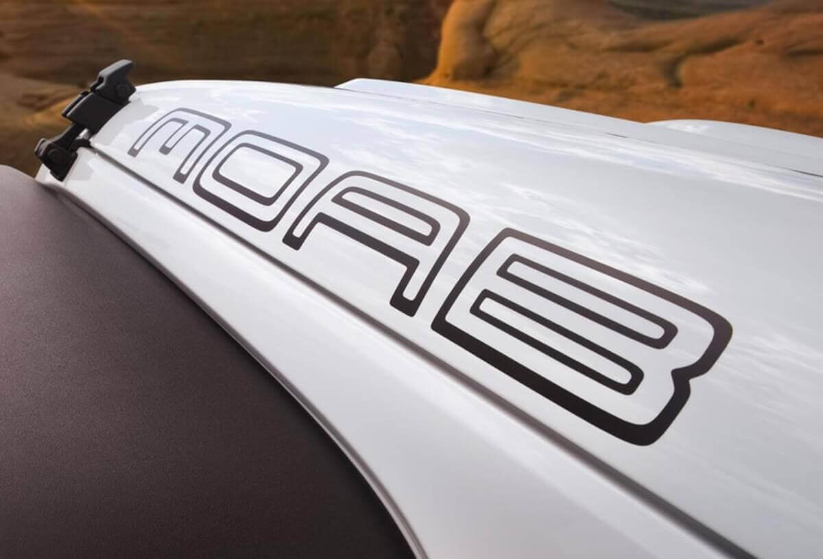 Kit de calcomanías de vinilo con letras del contorno Moab para capó Jeep Wrangler Edición Moab