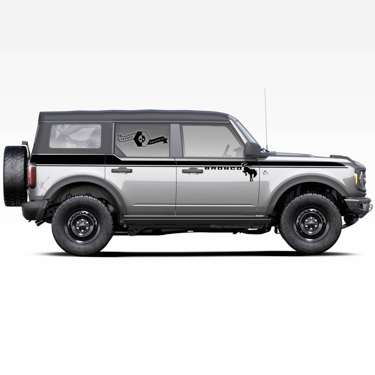 Par de Bronco Doors Up Accent Line Trim Logo caballo semental Badlands 4 puertas Side Stripe Calcomanías Pegatinas para Ford Bronco 2021
