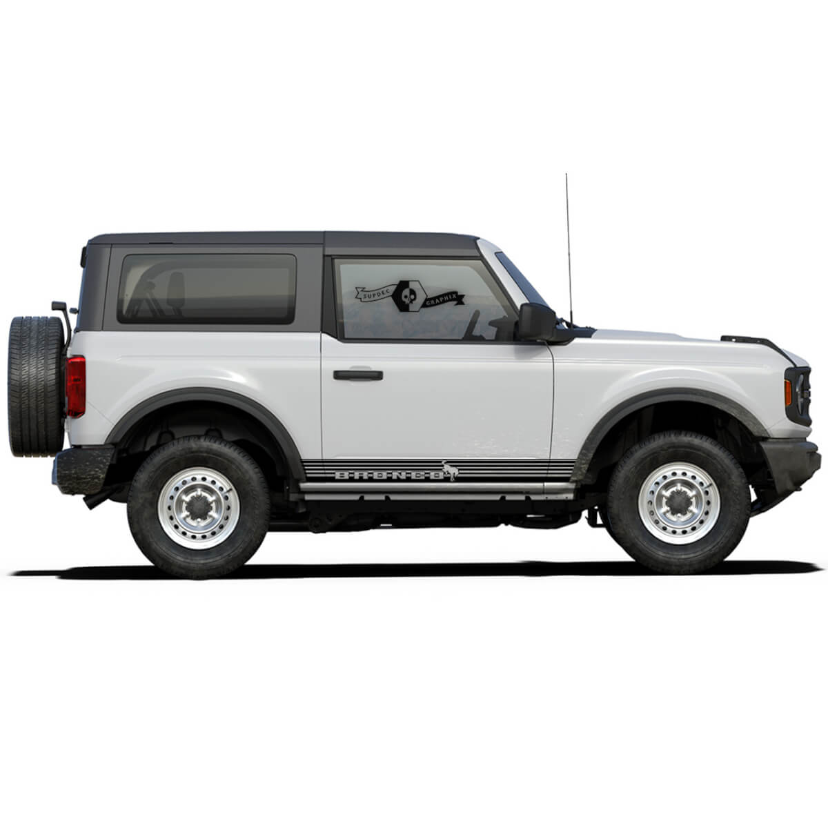 2 Bronco Logo Stripe Stripe 2 Puertas Calcomanías Rocker Panel Pegatinas para Ford Bronco 2021