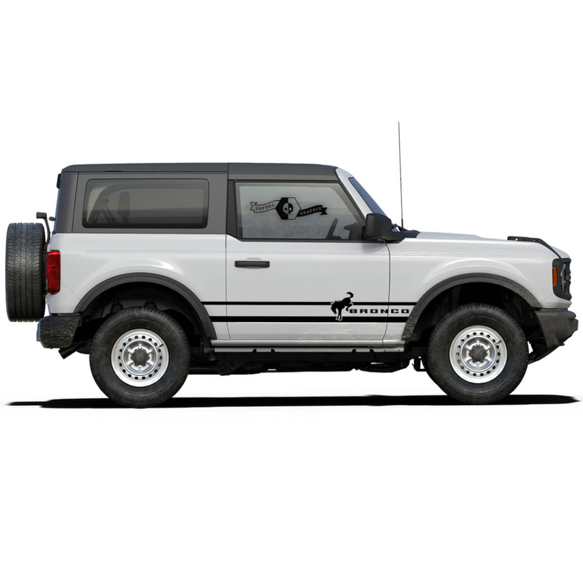 2 Bronco Logo Horse Stallion Side Stripe 2 Puertas Calcomanías Pegatinas Divididas para Ford Bronco 2021