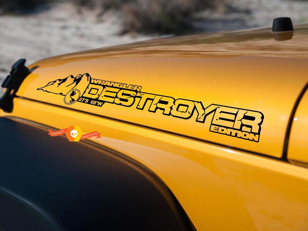 2 Jeep Rubicon Destroyer Mountain JK - Adhesivo para capó