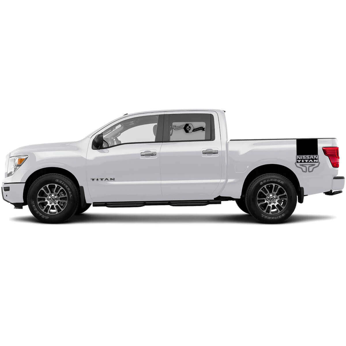 Calcomanía de vinilo decorativa de franjas de marca para la cabecera Nissan Titan
