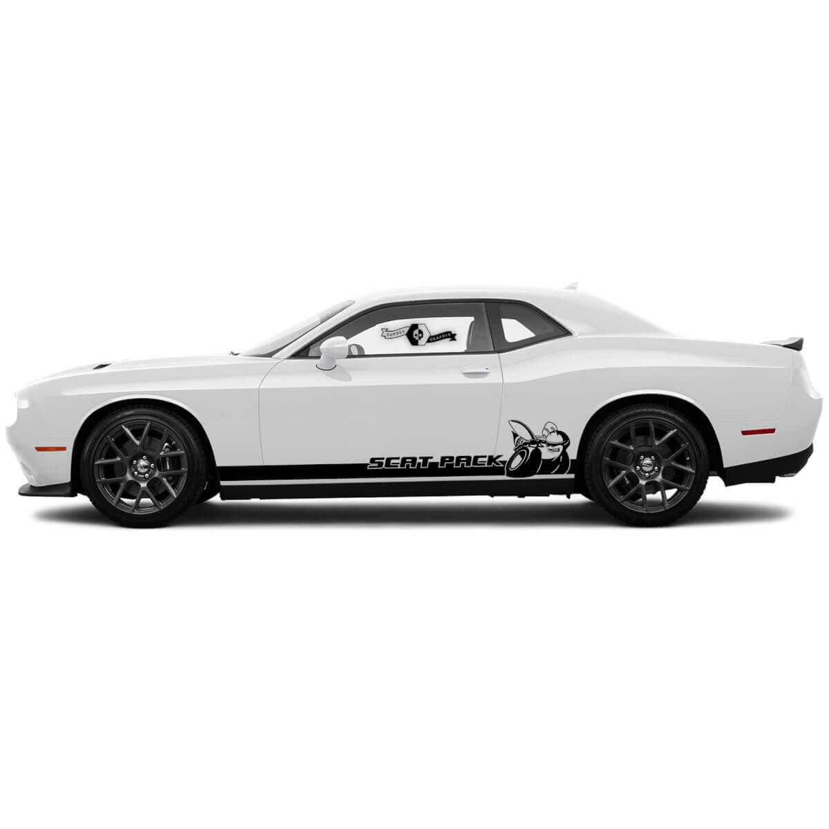 Calcomanías de vinilo de franjas en los paneles laterales SRT Scat Pack para Dodge Challenger