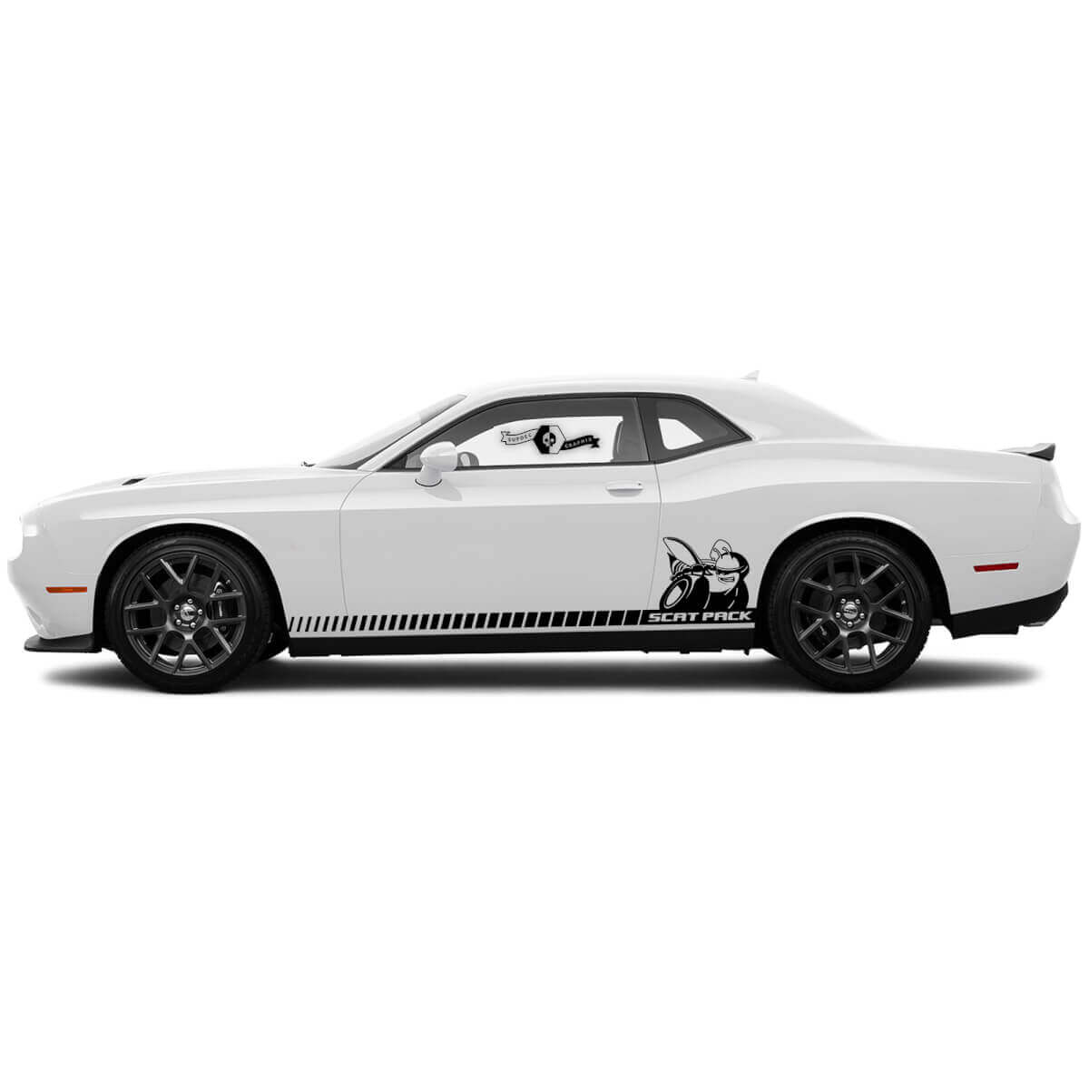 Par de pareja Dodge Challenger SRT SCAT PACK PAQUETE DE LÍNEA PUNTADA PAPEL ROCKER PANEL TALCALES DE VINILLOS DE VINILLOS - NUEVO