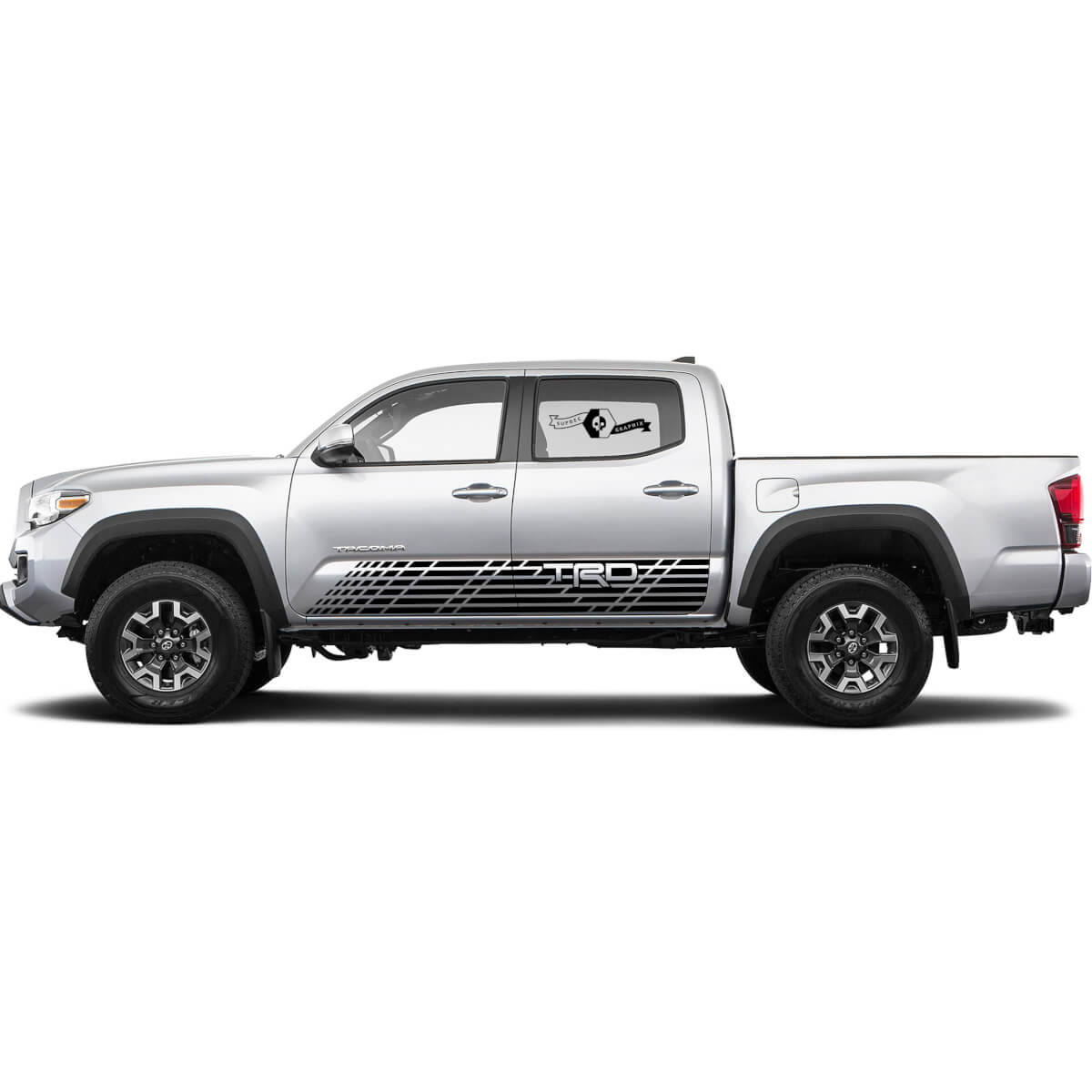 Calcomanía lateral de vinilo con franjas a cuadros TRD para Toyota Tacoma 2016-2019
