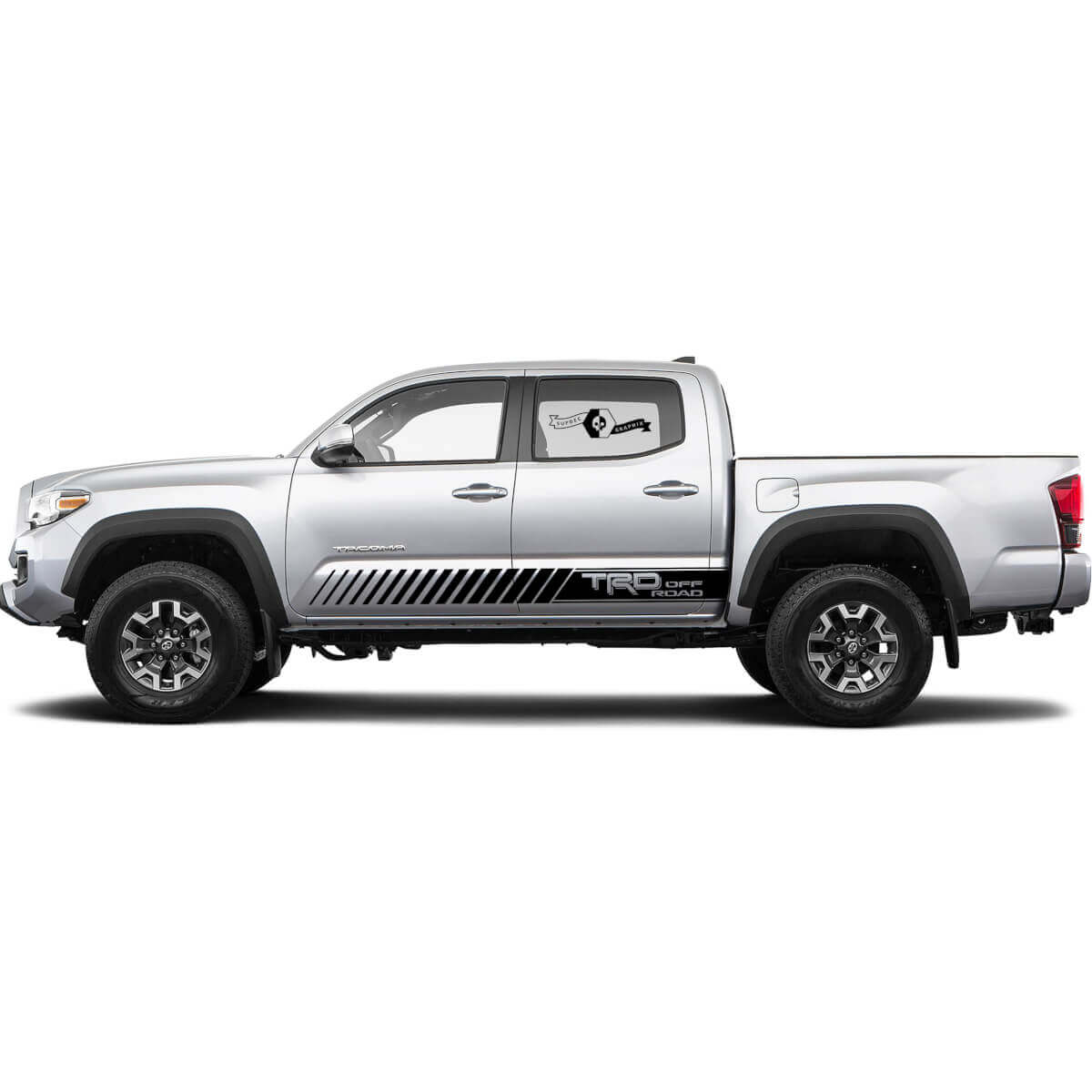 Calcomanía de vinilo lateral con franjas estilo estroboscópico TRD Off Road para Toyota Tacoma 2016-2019