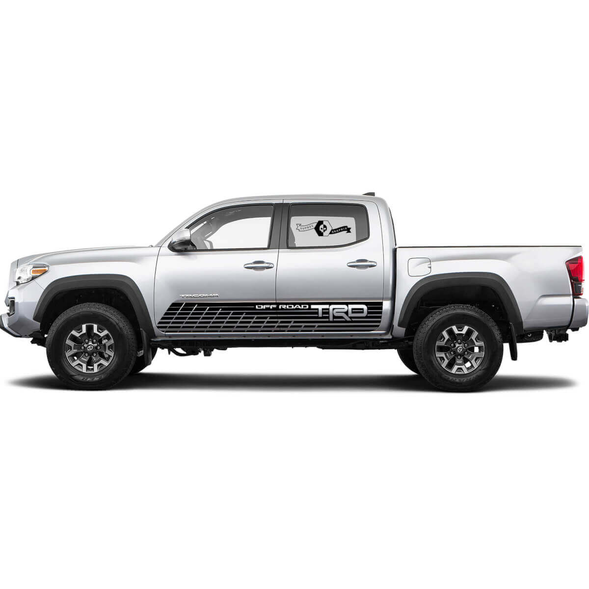 2X Calcomanías de vinilo con rayas laterales para Toyota Tacoma TRD Off Road 2021 Gráficos para paneles laterales Pegatina de rally
