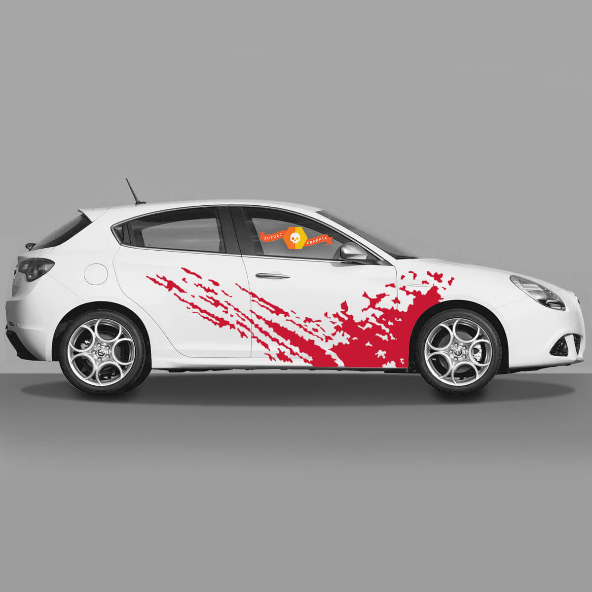 2x Calcomanía de carrocería de puertas para Alfa Romeo Giulietta Pegatinas Calcomanías Gráficos de vinilo Fire Stream
