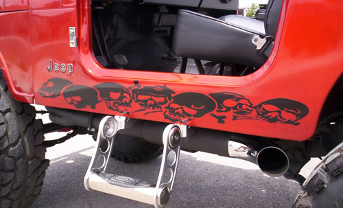 Juego de vinilos adhesivos para paneles laterales Skull Row Rocker para Jeep Wrangler