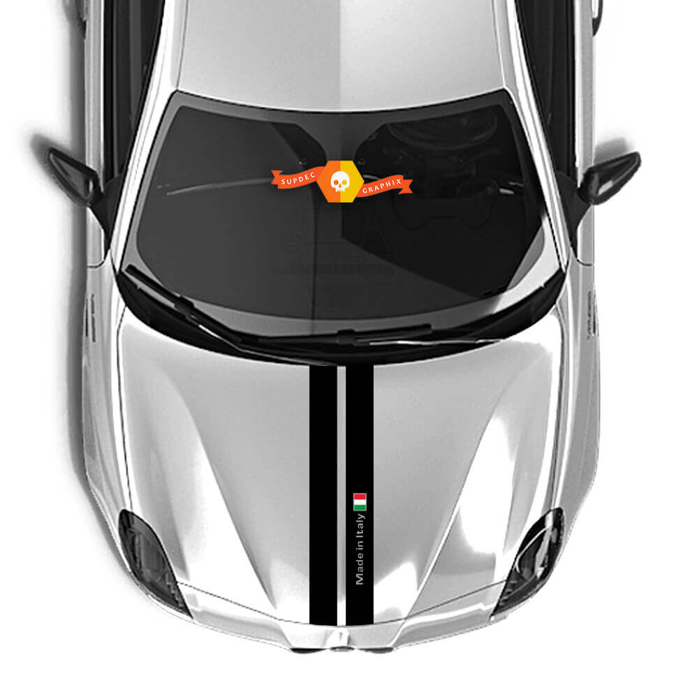 Pegatina de vinilo para capó Alfa Romeo con bandera de Italia y dos líneas negras 2021
