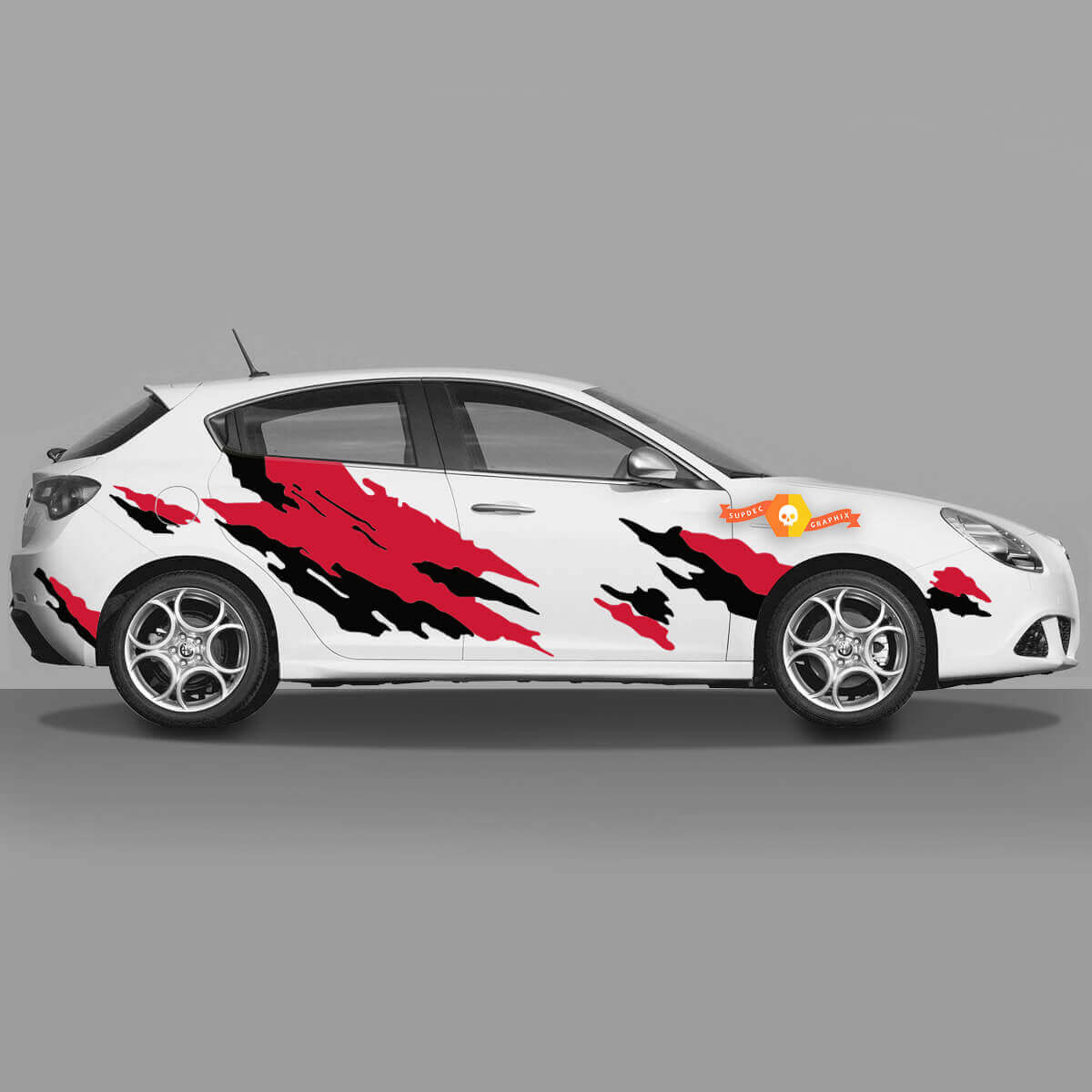 Pegatina de vinilo a juego Alfa Romeo Giulietta Firestorm en las puertas 2021
