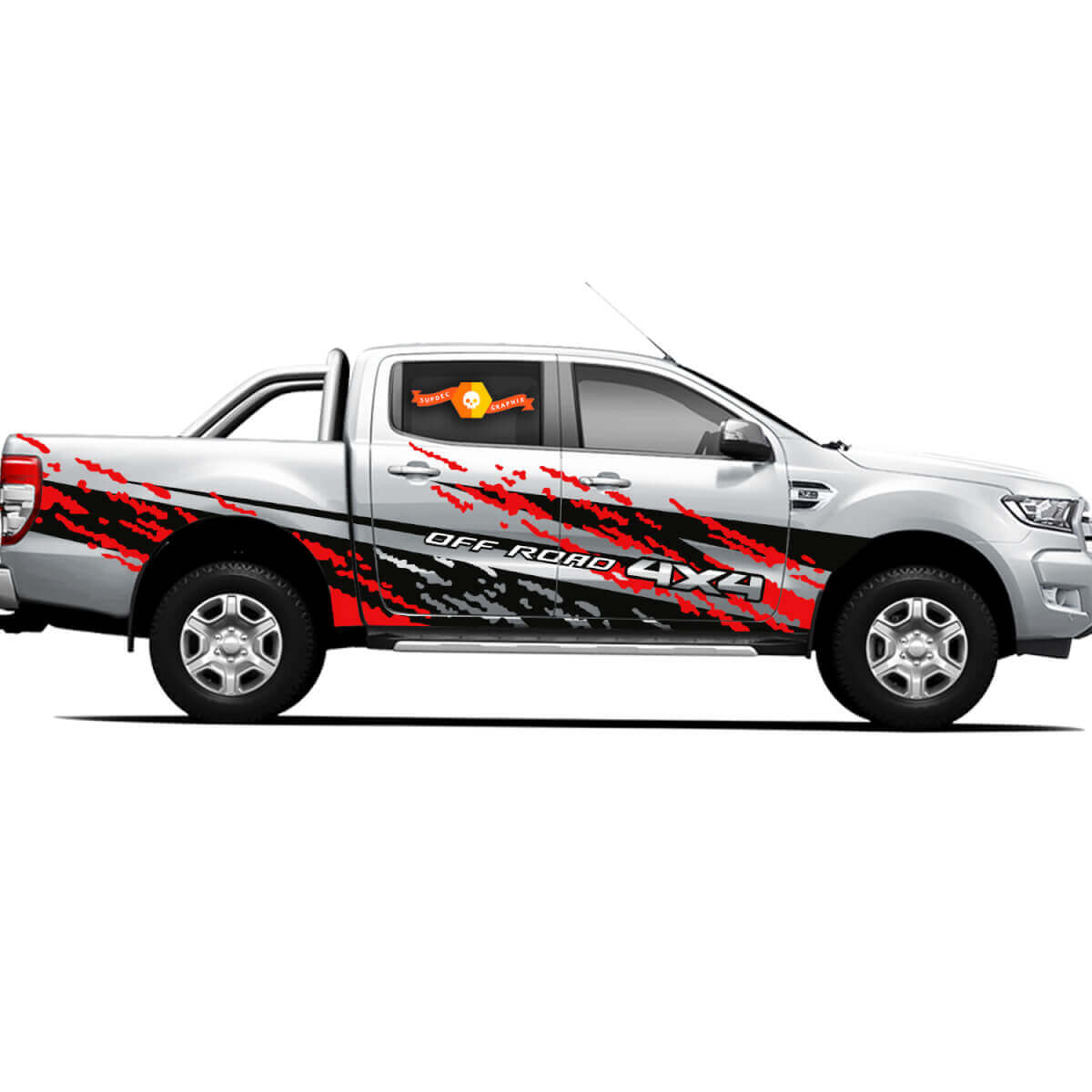 Pegatinas de vinilo para puertas laterales de camión 4X4 Toyota Tacoma TRD Off Road con diseño de camino ardiente
