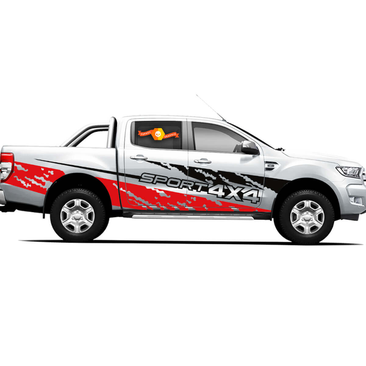 Pegatina de vinilo para puertas laterales de camioneta Toyota Tacoma TRD Off Road 4X4 Fire And Earth
