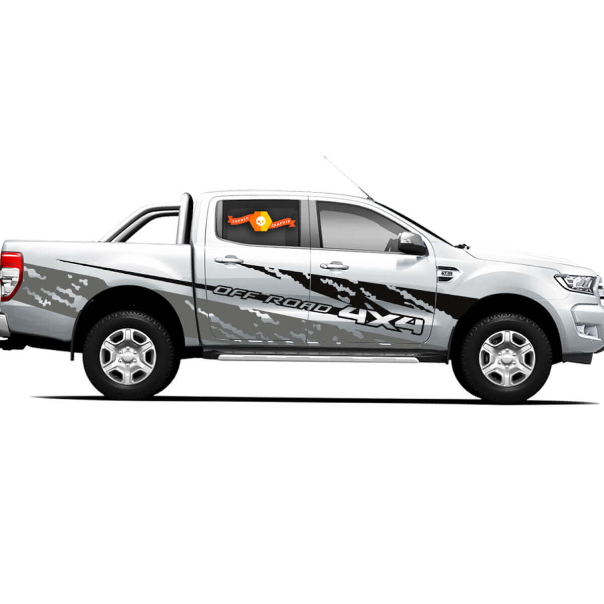 Pegatinas de vinilo en par Toyota Tacoma TRD 4X4 Estilo Ceniza para puertas laterales de camioneta todoterreno 2021
